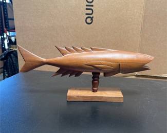 Pitcairn Island Carved Wooden Flying Fish on Stand