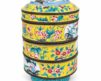 Chinese Canton Enamel Stacking Food Box