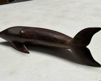 Carved Wooden Dolphin Sculpture in Dark Finish (3/7)