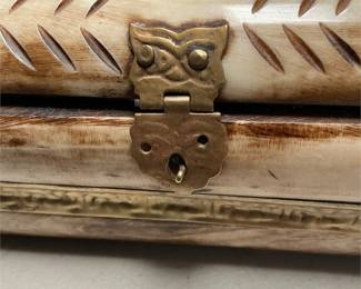 Carved Bone and Brass Domed Jewelry Box (5/6)