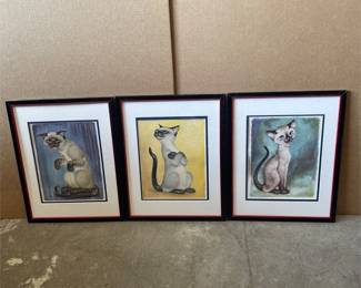 Gig Goodenow Siamese Cat Prints, Three Framed (2/6)