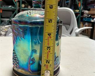Indiana Glass Harvest Grape Blue Carnival Glass Canister (5/5)