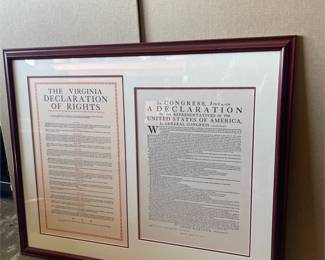 Framed Virginia Rights & Independence Declaration Reproductions (2/3)