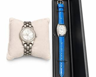 Gossip Blue-Strap Watch and Silver-Tone Bracelet Watch