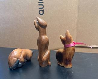 Carved Wooden Cat Figurines in Varied Poses (4/5)