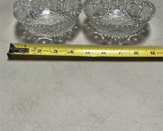 Pair of Clear Glass Hobstar and Fan Bowls (5/5)
