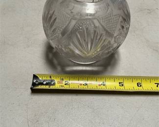 Clear Pressed Glass Rose Bowl with Fan Motifs (4/4)