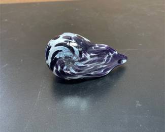 St. Clair Purple and White Art Glass Bird Paperweight (4/4)