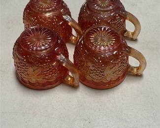 Imperial Marigold Carnival Glass Grape Punch Cups (3/4)