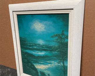 After Virginia Lynn, Framed Moonlit Seascape Reproduction (3/4)