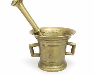 Brass Mortar and Pestle with Square Handles
