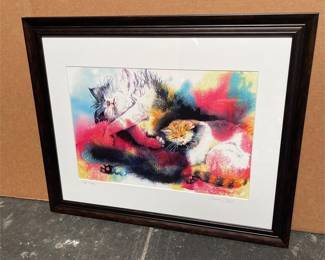 Susan J. Berg “Cat Nap” Signed Framed Giclée Print