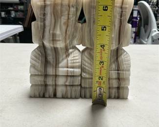 Pair of Carved Onyx Aztec-Style Figural Bookends (5/5)