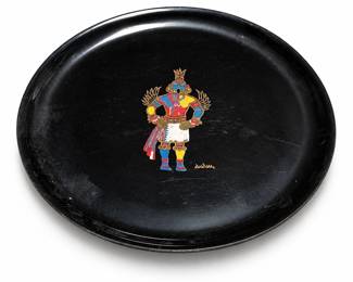 Couroc Hummingbird Kachina Round Serving Tray