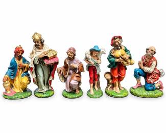 Italian Painted Nativity Figures with Shepherds