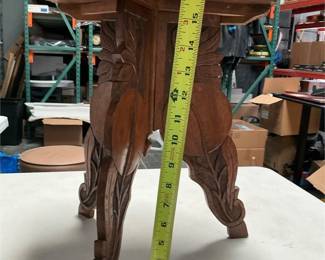Carved Wood Lotus Leaf Folding Side Table (5/5)