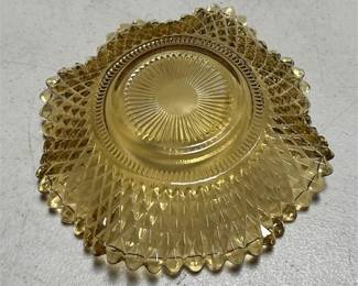 Federal Glass Amber Diamond Point Candy Dish (3/5)
