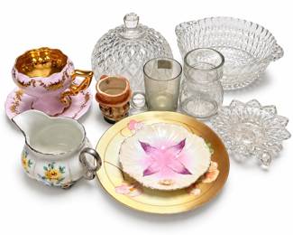 Decorative Porcelain and Patterned Glass Tableware Lot
