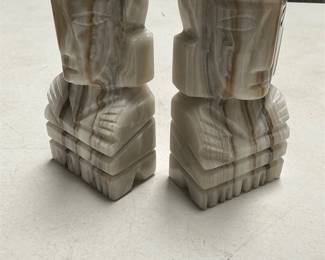 Pair of Carved Onyx Aztec-Style Figural Bookends (3/5)