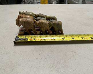 Three Carved Stone Elephant Procession Figurine Groups (5/5)