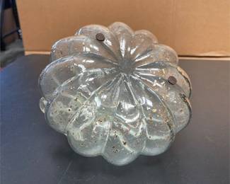 Aqua-Tinted Glass Pumpkin with Gold-Tone Flecks (4/4)