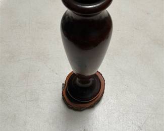 Turned Mulga Wood Vase with Bark-Edged Base (4/5)