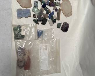 Assorted Lapidary Stone Slabs, Rough and Cabochons