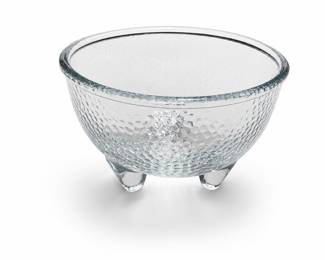 Crisa Textured Clear Glass Three-Footed Bowl