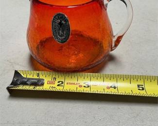Pilgrim Orange Crackle Glass Creamer Pitcher (6/6)