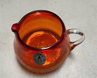 Pilgrim Orange Crackle Glass Creamer Pitcher (5/6)