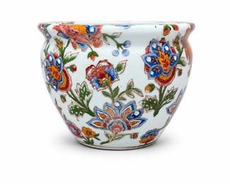 Chinese Porcelain Cachepot with Floral Decoration
