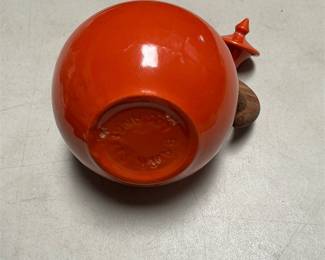 Bauer Pottery Orange Lidded Carafe with Wood Handle (3/6)