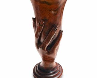 Pitcairn Island Carved Wooden Hand Vase