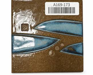 Blue and Brown Glazed Ceramic Art Tile