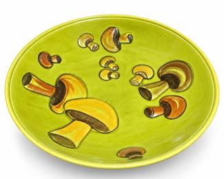 Green Glazed Ceramic Mushroom Serving Bowl