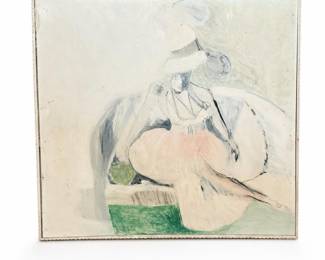 Signed Modernist Painting of a Seated Woman