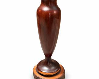 Turned Mulga Wood Vase with Bark-Edged Base