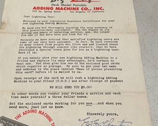 Lightning Desk Adding Machine with Company Letter (2/5)