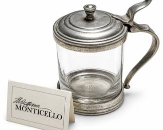 Lidded Glass Tankard with Monticello Card