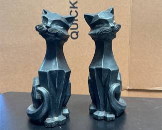 Pair of Universal Statuary Cubist Cat Figures