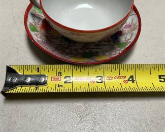 Four Japanese Porcelain Geisha Teacups and Saucers (6/7)