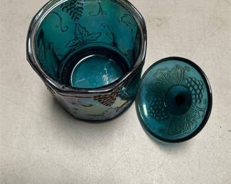 Indiana Glass Harvest Grape Blue Carnival Glass Canister (4/5)