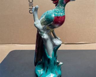 Chinoiserie Ceramic Bird on Tree Trunk Figurine (2/5)