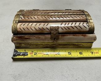 Carved Bone and Brass Domed Jewelry Box (6/6)