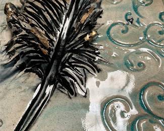 Glazed Ceramic Feather Relief Wall Plaque (5/6)