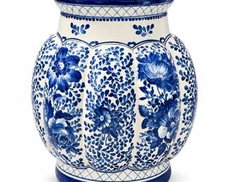 Aluminia Eremitage Blue and White Faience Vase