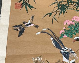 Flowers and Birds Reproduction Scroll After Xiao Rong (2/4)