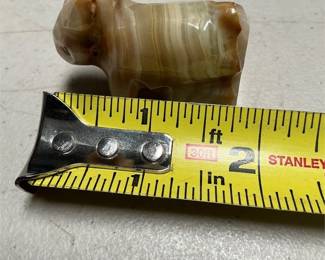 Carved Banded Onyx Stone Rabbit Figurine (5/5)