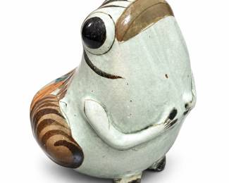 Tonalá Pottery Frog with Bird and Floral Decoration