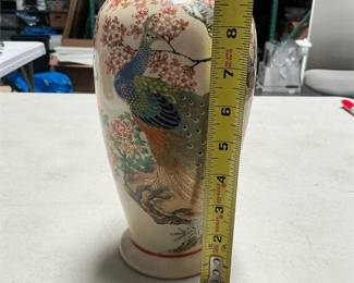 Satsuma-Style Peacock and Blossom Ceramic Vase (6/6)